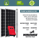 Workhorse Series | 2700 L/H | Max Head 162m | Hybrid Solar | 1.1kW | 3SSM 2/38