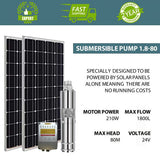 Submersible Solar Pump Screw 3″ | 1,800l/hr | Max Head 80m | 24V