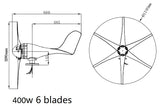 R & X Wind Turbine kit - 400 W / 12 & 24 V