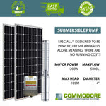 Submersible Solar Pump 5-128 | 5,000l/hr | Max Head 128m | 72V 1200W